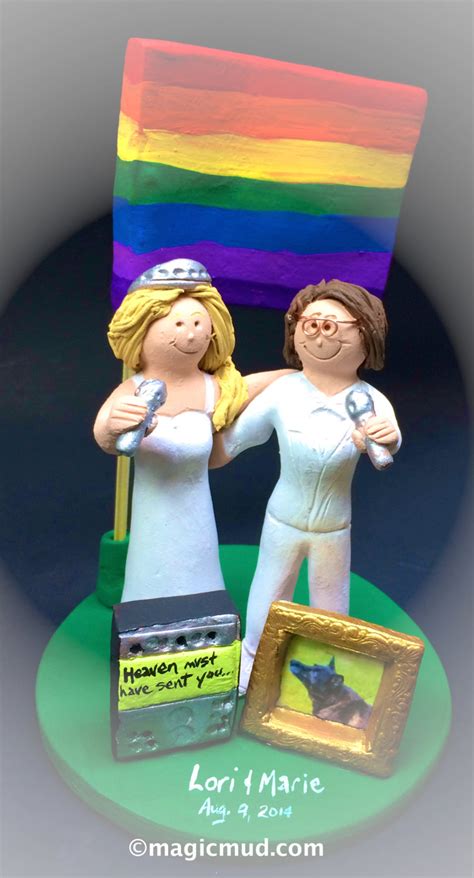 Gay Rainbow Flag Wedding Cake Topper Same Sex Wedding Cake Topper Gay Wedding Figurine