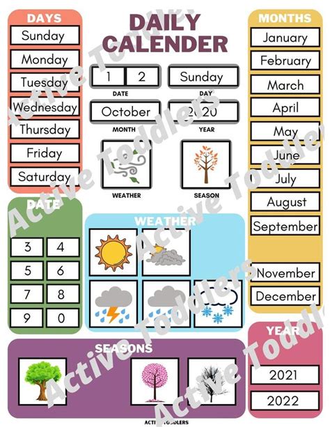 the daily calendar with days and months to go on it, including dates ...