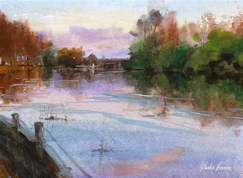 Seine River Reflections Painting by Carlos Herrera - Pixels