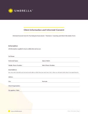 Fillable Online Informed Consent Form For Psychological Assessment