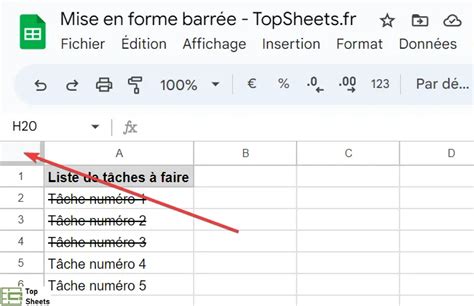 Texte barré dans Google Sheets 3 façons