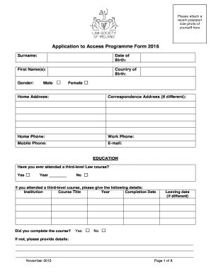 Fillable Online Lawsociety Access Entry Application Form Pdf Law