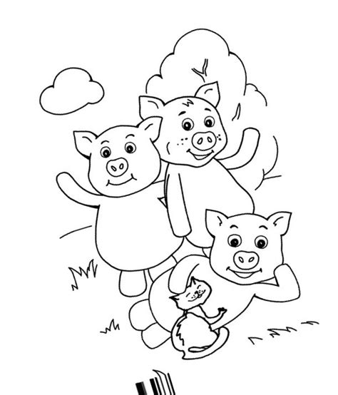 Three Little Pigs Coloring Pages for childrens printable for free