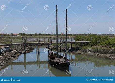 Old Sail Boat Docked On The River Stock Photo Image Of Boat Mast