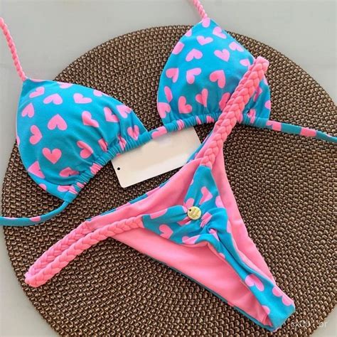 Mulheres Bikini Swimsuit Mulheres Moda Imprimir Praia F Rias Shopee Brasil