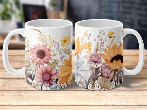 Sublimation Tasse Blumenmuster 2 Größen Graphic by Autismusmama