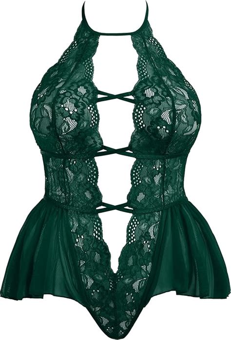 Amazon Avidlove Womens Plus Size Lingerie Lace Bodysuit Teddy Deep V One Piece Lace