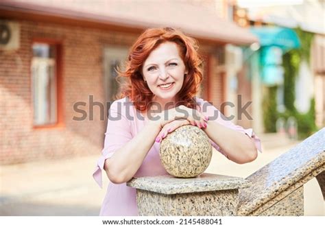Portrait Beautiful Red Haired Mature Woman Pink Stock Photo 2145488041 Shutterstock