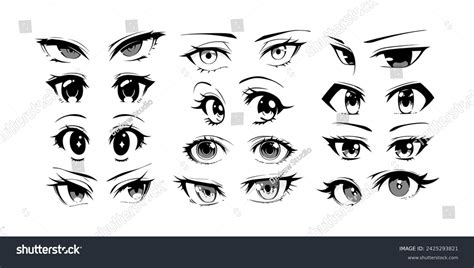 Japanese Anime Eye Close Set On Stock Vector (Royalty Free) 2425293821 ...