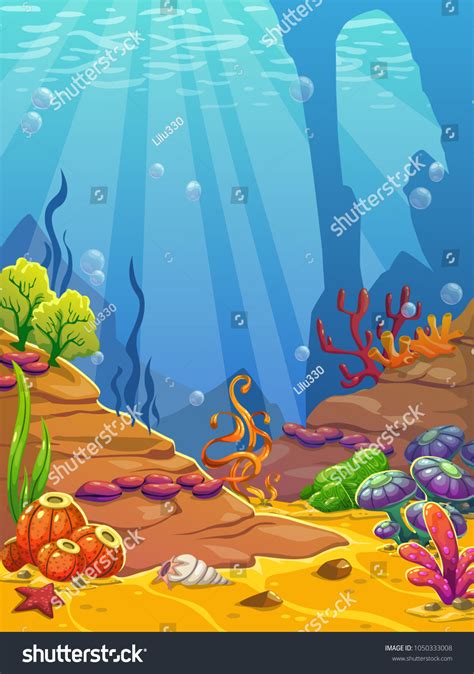 Cartoon Underwater Background Ocean Bottom Nature Stock Vector (Royalty ...