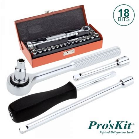 Proskit Conjunto De Chave Roquete 18 Bits E Extensor 8PK SD016