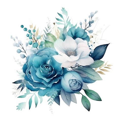 Premium AI Image | There is a blue and white flower arrangement on a ...