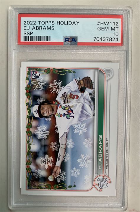 2022 Topps Holiday CJ ABRAMS SSP Variation Christmas Lights PSA 10 POP