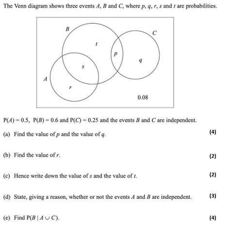 Solved The Venn Diagram Shows Three Events A B And C Where Chegg