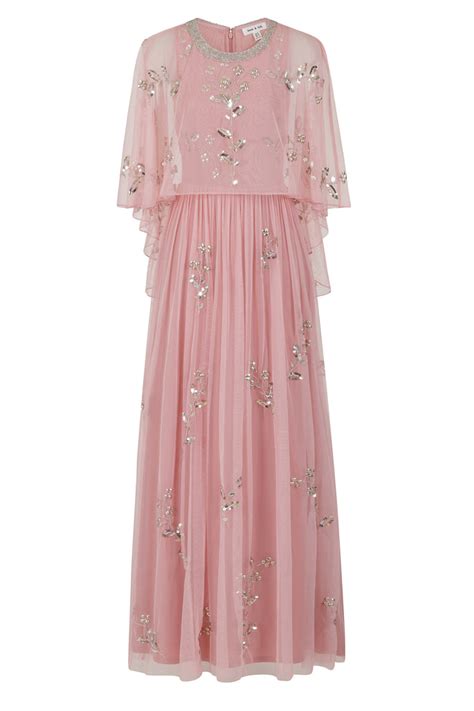 Irma Cape Top Embellished Maxi Dress Rose Pink Frock And Frill