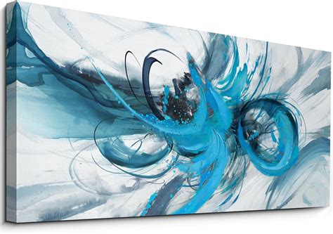 Amazon Klakla Teal Wall Decor Large Abstract Canvas Wall Art For