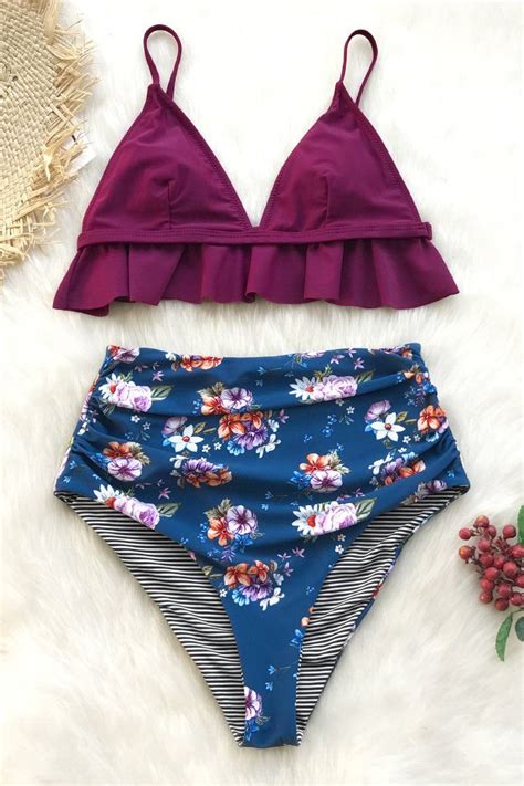 Plum And Floral Reversible Bikini Reversible Bikinis Bikinis Floral Hot Sex Picture