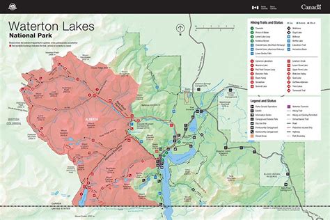 Map of Waterton Lakes National Park | National park road trip, Waterton lakes national park ...