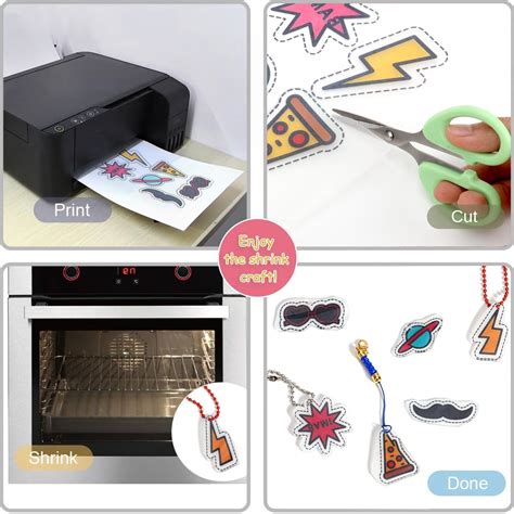 Snapklik.com : 50 Sheets Printable Shrink Plastic Sheets, Shrinky Film