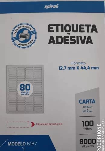 Etiqueta Spiral 6187 Ink Jet Laser Carta 12 7x44 4 100 Fls MercadoLivre