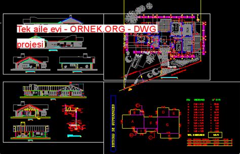 Tek Aile Evi Dwg Projesi Autocad Projeler