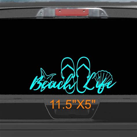 Cute Beach Life Flip Flops And Shells Graphic Car Truck Window Decal