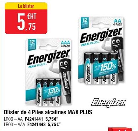 Promo Blister De Piles Alcalines Max Plus Energizer Chez Plein Ciel