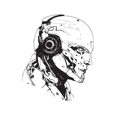 Premium Vector Cyborg Vector Concept Digital Art Hand Drawn Illustration