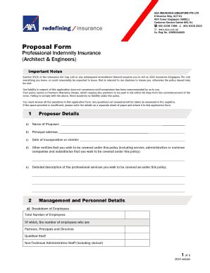 Fillable Online Proposal Form Professional Indemnity Insurance