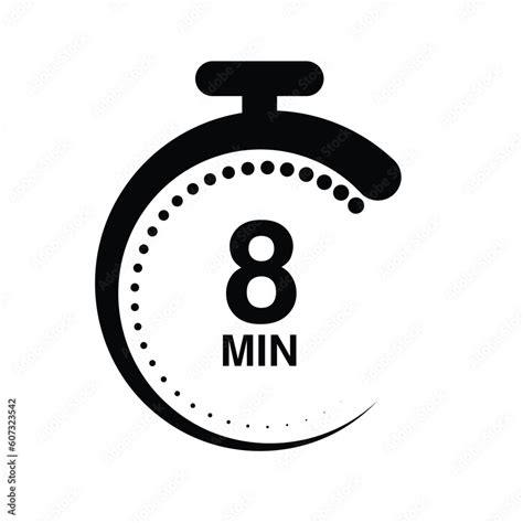 8 minutes timer stopwatch vector illustration isolated on white background. Stock Vector | Adobe ...