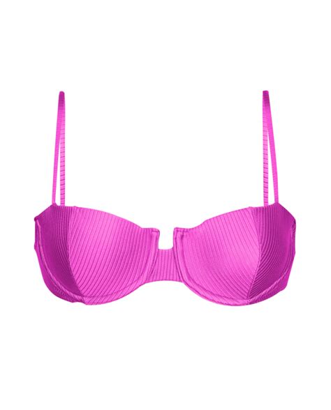 Sujetador De Bikini Texturizado Rosa Y Magenta Balconette Top Eden