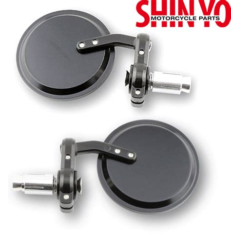 Bikermart Shin Yo 83mm Diameter Round Bar End Mirror Pair Bar End Mirrors