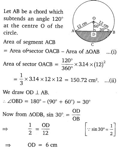 A Chord Of A Circle Of The Radius Cm Subtends An Angle Of At