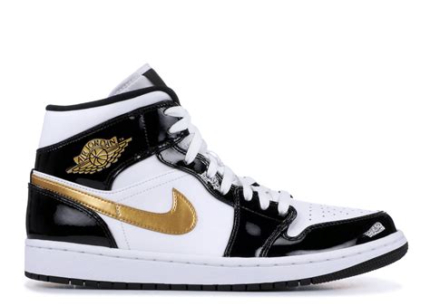 Air Jordan 1 Mid Patent Se Black Gold Arell Cmpny