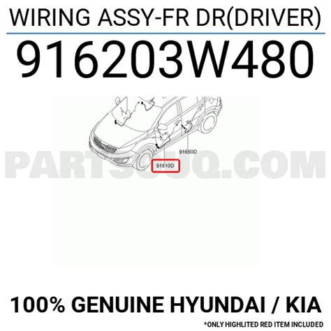 WIRING ASSY FR DR DRIVER 916203W480 Hyundai KIA Parts PartSouq