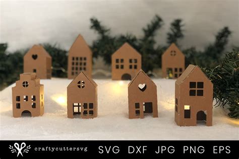 Christmas D Village Svg Bundle Diy Christmas D House Cut