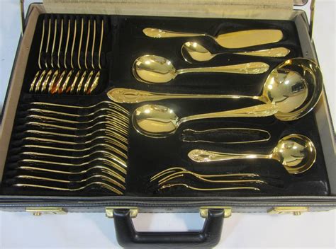 Bestecke Solingen German Karat Gold Plated Person Cutlery Set