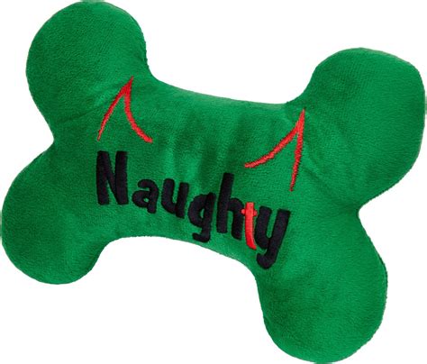 Frisco Holiday Naughtynice Bone Plush Squeaky Dog Toy