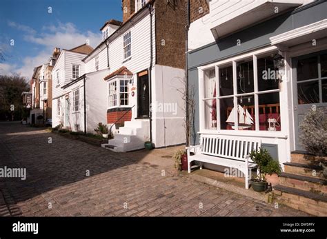 The Cobbled High Street In The Historic Village Of Upnor Kent England