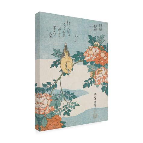 Trademark Fine Art Modern And Contemporary Katsushika Hokusai Flowers And Bird I On Canvas By