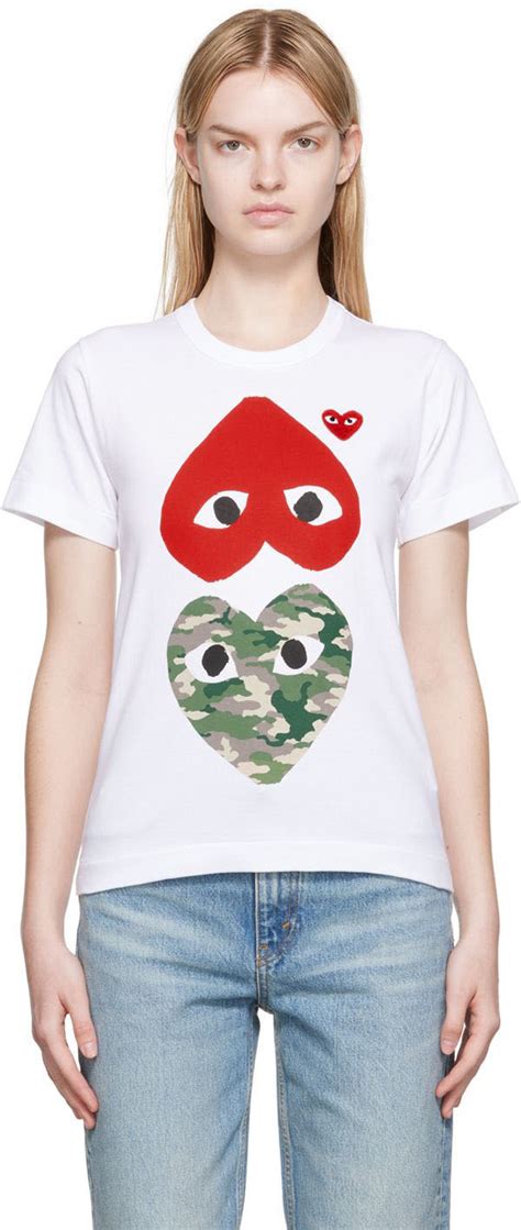 SSENSE 折扣季 Comme des Garçons Play 白色 Heart Patch T 恤 加入折扣