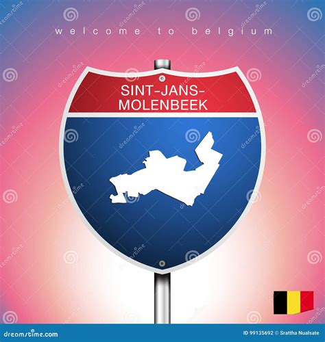 The City Label And Map Of Belgium In American Signs Style Stock Vector