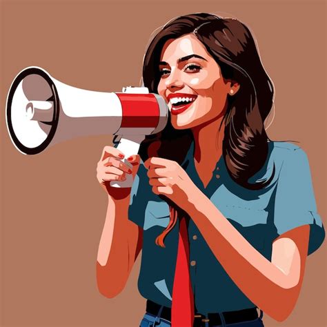 Premium Vector Woman Holding Megaphone Shouting Out Communication