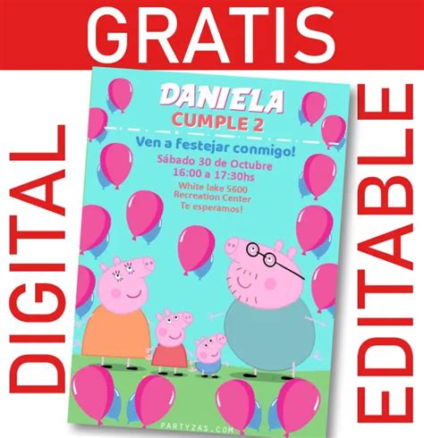 GRATIS Invitación Peppa Pig Editable Digital