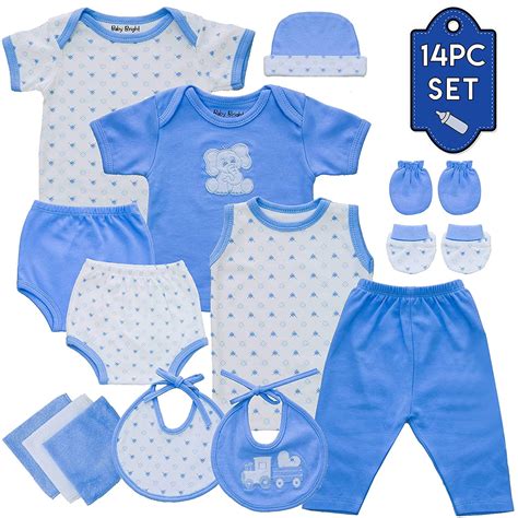 Baby Bright Newborn Baby Boy Clothes Essentials Shower Gift Set