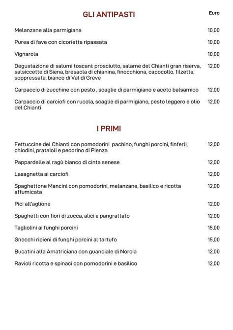 Menu At Il Chianti Vineria Pub Bar Rome Via Del Lavatore