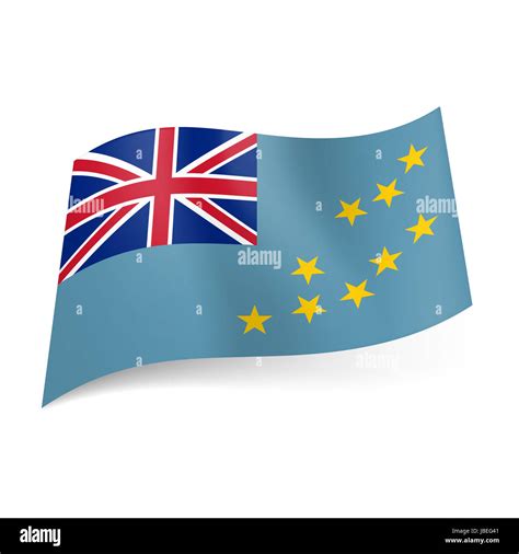 National flag of Tuvalu. British flag and yellow stars on blue background Stock Photo - Alamy