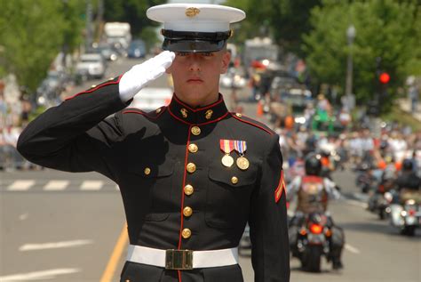 Marines In Uniform Saluting