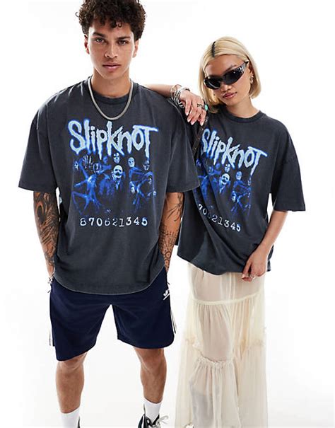 Asos Design Unisex Oversized Band T Shirt With Slipknot Graphic Prints