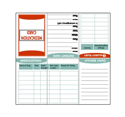 Free Printable Medication List Card